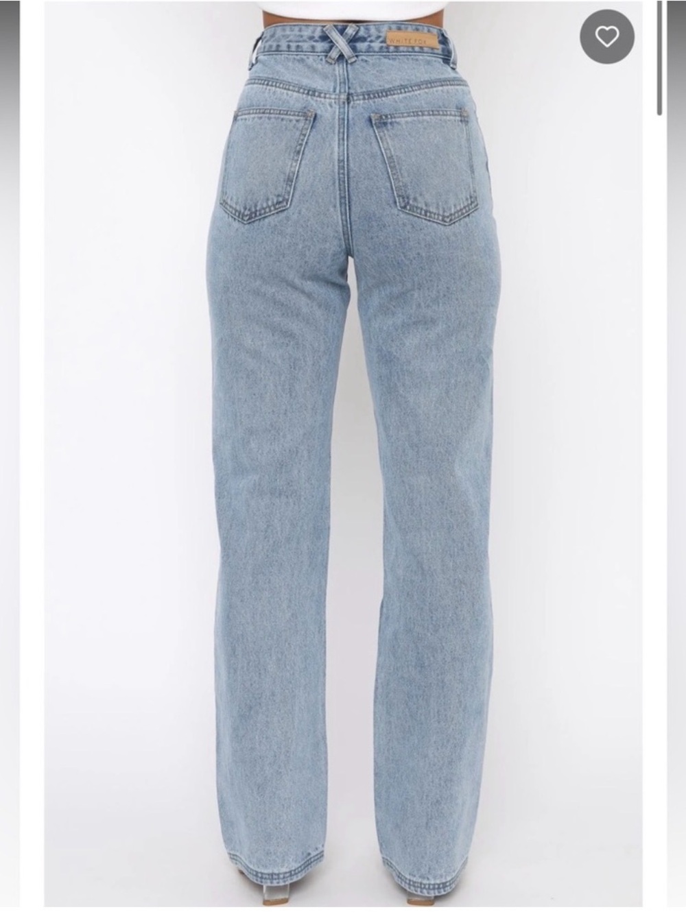 White Fox Boutique Washed Blue High-Rise Straight Jeans - Large - Picture 3 of 9